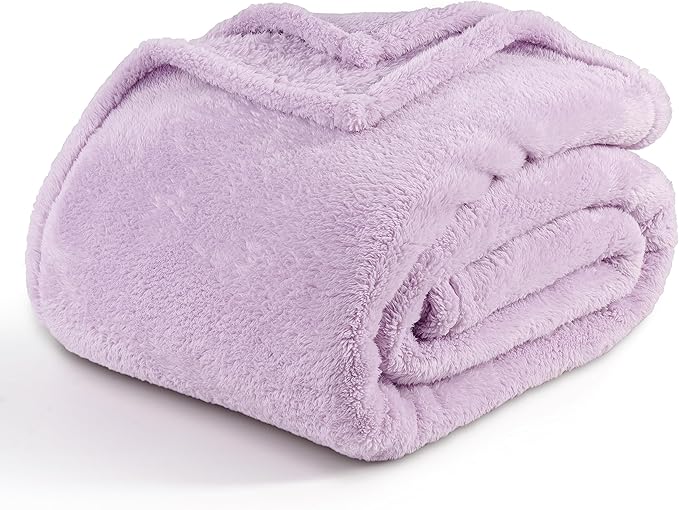 Berkshire Blanket Classic Extra-Fluffy™ Plush Throw Blanket, Soft Fuzzy Fluffy Long Hair Throw Blanket for Couch Sofa Bed, Pastel Lilac Purple, 50x60 Inches