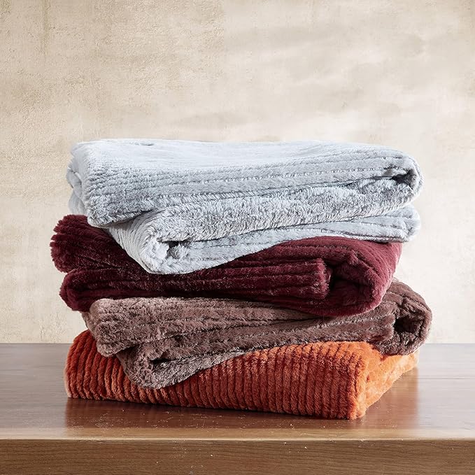 Eddie Bauer - Throw Blanket, Ultra-Soft Sherpa & Reversible Bedding for Year Round Comfort, Throw Blanket for Couch or Bed (Textured Solid Orange, 50" x 60")
