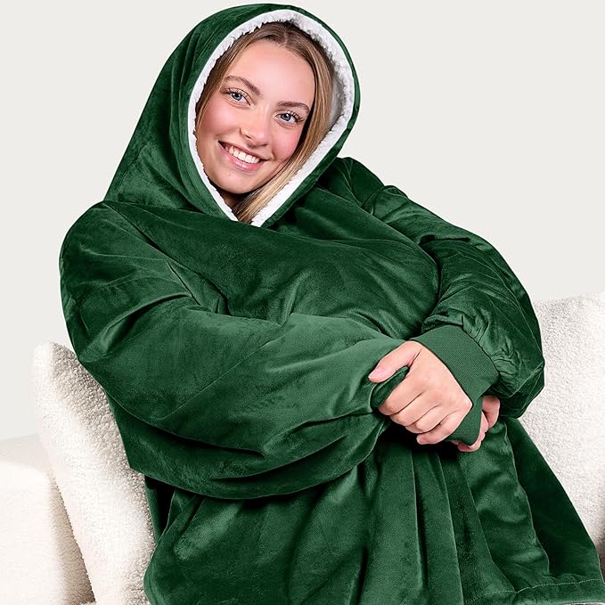Bare Home Wearable Blanket Hoodie - Soft Plush Sherpa - Warm and Cozy - Oversized Wearable Blanket - Adult & Kid Sizes