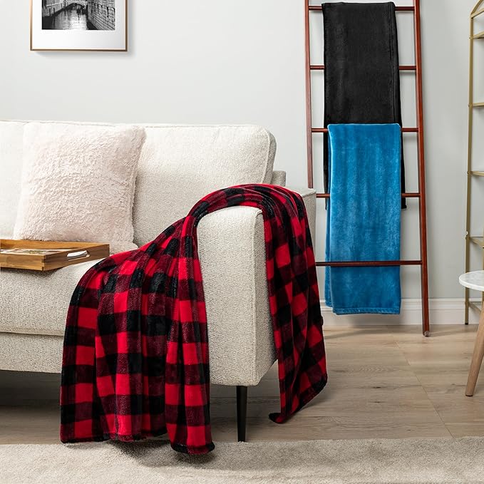 PAVILIA Black Fleece Throw Blanket for Couch Twin Size, Super Soft Fuzzy Flannel Throw for Sofa, Luxury Plush Microfiber Blanket Twin Bed, Home Decorative Velvet Gift Blanket, 60x80