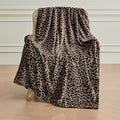 Leopard Print Blanket Fleece Throw for Bed Sofa Travel and Camping, Super Soft Cozy Fluffy Plush Cheetah Print Blanket for All Seasons 50"x60" (Mocha Brown)