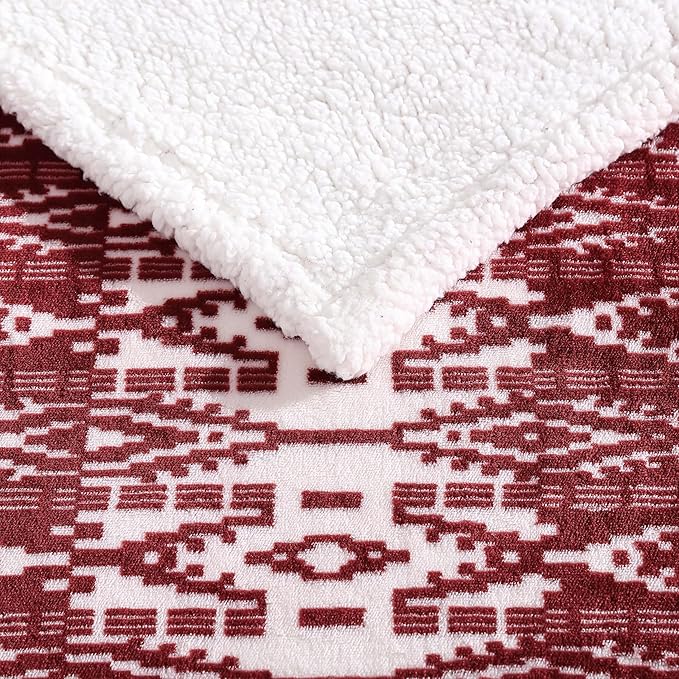 Eddie Bauer - Throw Blanket, Super Soft Reversible Sherpa Fleece Bedding, Cozy Plaid Home Decor (San Juan Red Clay, 50" x 60")