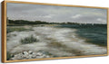 SHENIFY Vintage Framed Wall Art Seaside Coastal Landscape Painting Retro Beach Scenery Farmhouse Kitchen Living Room Decor - 8x16in Natural Framed