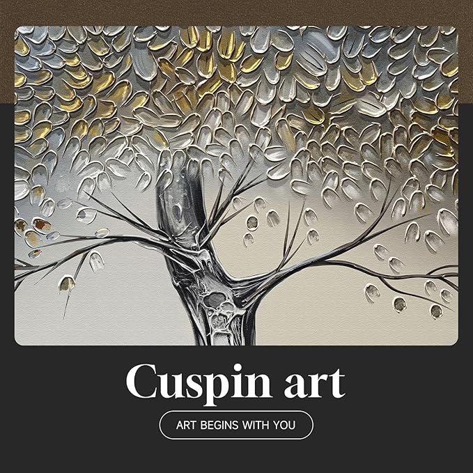 Large Gold Framed Tree of Life Wall Art for Living Room, Modern Abstract Blue Golden Tree Canvas Painting Prints, Luxury Artwork for Bedroom Hallway Kitchen Dining Room Office Wall Decor, 60x30 Inch
