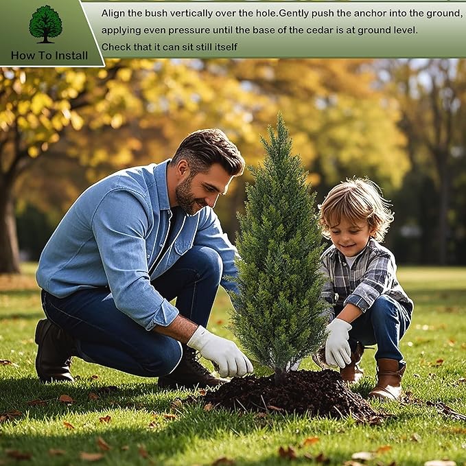 ECOLVANT 3FT Artificial Cedar Topiary Trees with Ground Spike, Set of 2 Faux Cypress Plants UV Resistant Artificial Pine Shrubs Fake Bushes for Outdoor Indoor Front Porch Garden