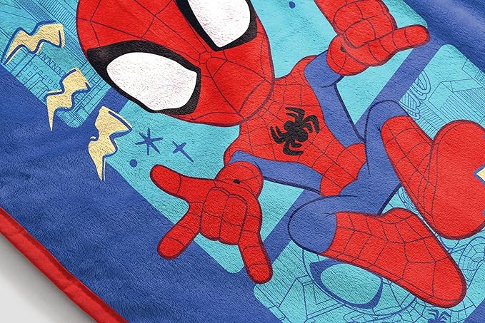Jay Franco Kids Plush Throw Blanket – Soft & Cozy Fleece Throw for Bedroom & Couch Décor, Official Licensed Product, Blue - Spidey & Friends, 46x60 - Throw Blanket
