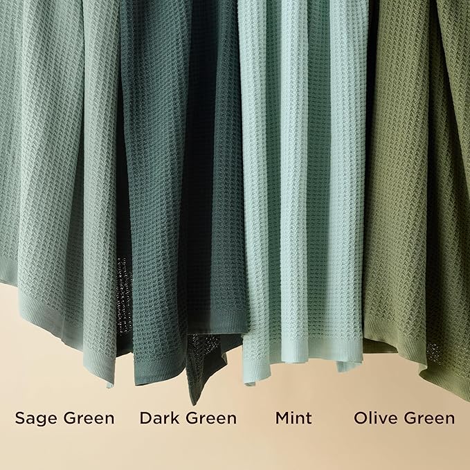 Bedsure Gentlesoft 100% Cotton Blanket King Size for Bed - Cooling Breathable and Soft for Spring Summer, Thick Cozy Waffle Weave Blanket Gifts for Women, Sage Green, 104x90 inches