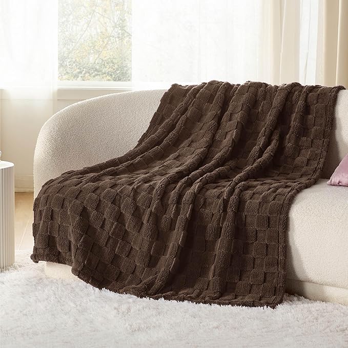 Bedsure GentleSoft Brown Throw Blanket for Couch - Super Soft Cozy Blankets Gifts for Women Men Girls, Cute Small Fleece Throws for Bedroom Home Decor, 50x70 Inches
