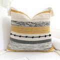 BlissBlush Boho Decorative Throw Pillow Cover 22x22 Square Yellow Mustard Accent Pillowcase Tassels Farmhouse Cushion for Couch Sofa Bedroom Living Room Home Décor Cover ONLY (Pack of 1)
