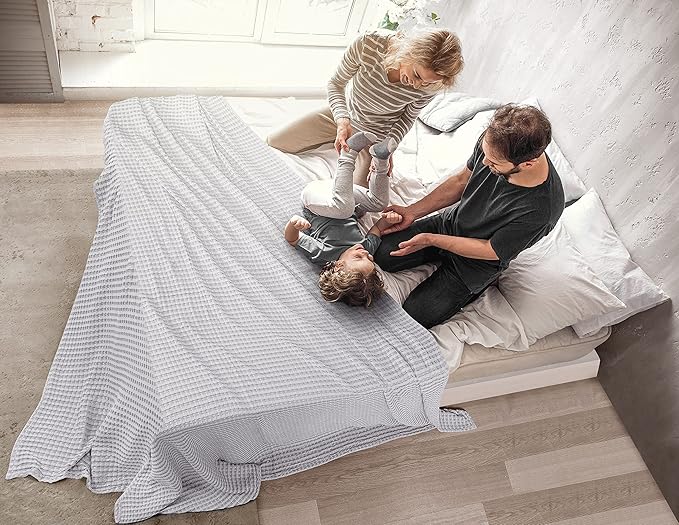 Utopia Bedding Silver 100% Cotton Waffle Blanket 300 GSM [King - 90x108 Inch] Soft Lightweight Breathable Bed Blanket for All Season