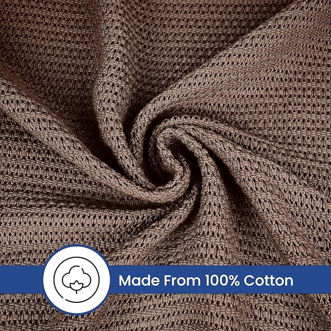 Linteum Textile Supply Leno Weave Chocolate Blanket, Queen 100% Cotton, Lightweight, Warm, Fluffy, Premium and Durable Soft & Cozy Bed Blanket for Home, Couch, Sofa & Dorm, All Season Throw [90x90]