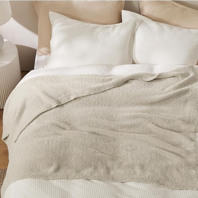 Bedsure Gentlesoft Beige Twin Blanket for Couch - Super Soft Cozy Fluffy Throw Blanket, Lightweight Warm Knit All Season Blankets for Bed Sofa, Mothers Day, Birthday Gifts for Women Men, 60x80 Inches