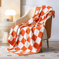 SeaRoomy CheckeredThrow Blanket, Soft Fluffy Microfiber Knit Throw Blanket for Couch Bed, Warm Cozy Reversible Checkerboard Knitted Blanket Room Decor(Burnt Orange, 60"×79")
