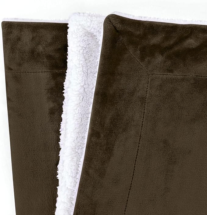 Mocassi Premium Ultra-Soft Flannel Fleece Sherpa Throw Blanket - Warm Cozy Reversible Plush Micromink Blanket for Couch, Bed and Sofa - Fluffy, Christmas Winter Bedding Gift, Twin, Brown