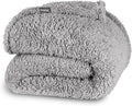 Bare Home Faux Shearling Blanket - Throw Size - Blanket for Bed, Sofa, Couch, Camping, Travel, and Gifts - Warm & Lightweight - Fluffy & Soft (Throw, Solid Light Grey)