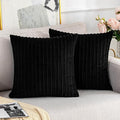 UGASA Super Soft Plush Corduroy Pillow Covers Solid Textured Large Throw Euro Pillow Sham Cushion Cover for Couch Floor, 2 Pcs, 18 x 18(45cm), Black