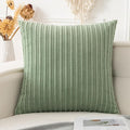 UGASA 18x18 Inch Soft Throw Pillow Cover Corduroy Striped Solid Square Cushion Case Boho Farmhouse for Couch Bedroom Sofa Home, 1 Piece, Sage Green