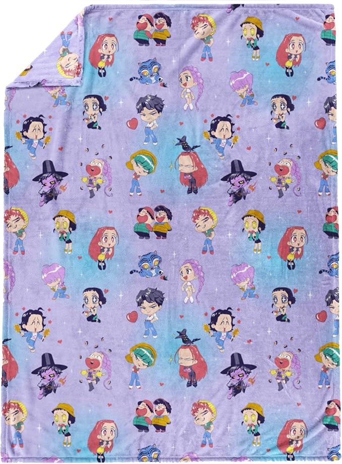 Jay Franco Kids Plush Throw Blanket – Ultra Soft Cozy Plush Fleece for Bed, Couch, Sofa, Home Décor, Official Licensed Huntrix and Saja Boys, Light Purple - Kpop Demon Hunters, 50x60 - Large Throw