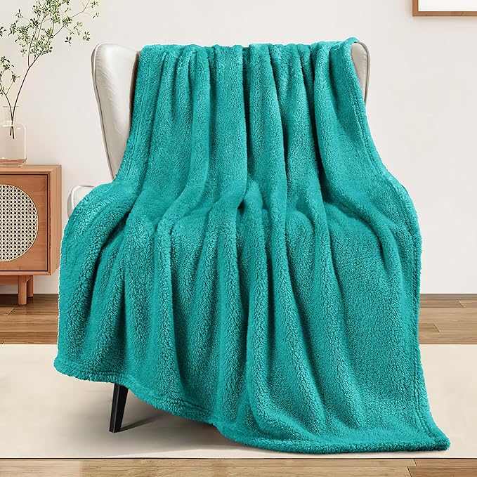 Exclusivo Mezcla Soft Fleece Throw Blanket for Couch, Super Soft Velvet Plush Fleece Blankets, Fuzzy Cozy and Warm for Winter, 50x60 Inches, Teal