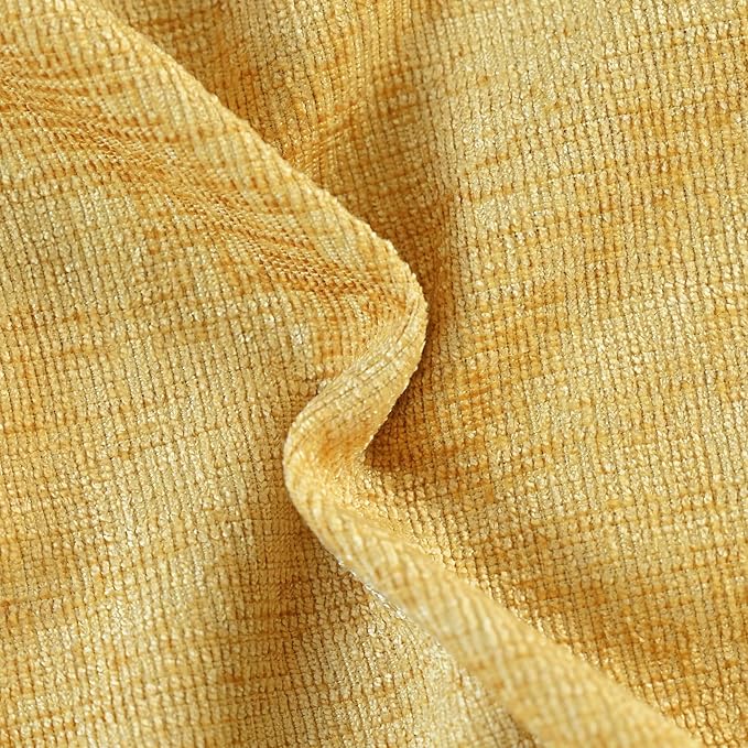 CaliTime Throw Pillow Covers Decorative 20 X 12 Inches Pack of 2 Cozy Solid Dyed Soft Chenille Cushion Cases with Pom Poms for Couch Sofa Bed Living Room Home Gold