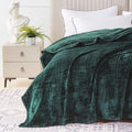 Soft Cozy Plaid Fleece Twin Siz Blanket, 60x80 Inches – 3D Jacquard Diamond Design, Lightweight Blanket for Couch, Sofa, Camping & Travel, Forest Green