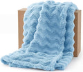 Bedsure 3D Wave Fleece Throw Blanket for Couch - GentleSoft Spring Fluffy Blanket for Sofa Bed Room Decor, Super Cozy Fleece Throw for Women, Warm Cute All Season Gift, 50x60 Inches, Light Blue