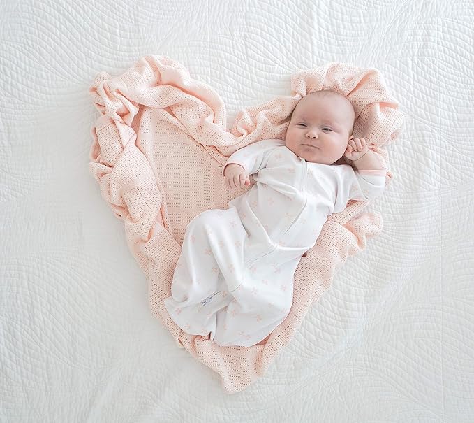 Amazing Baby Cellular Blanket, Premium Cotton Knit, Ultra Soft, Breathable, Cozy Gift for Baby Boys and Girls, Favorite Toddler Blanket, 44 x 44 inches (112 x 112 cm), Soft Pink