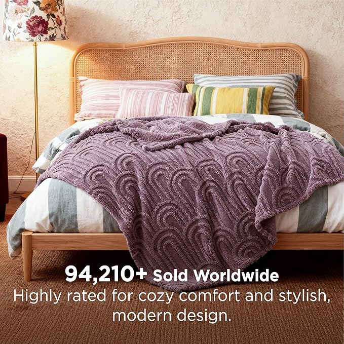 Bedsure GentleSoft Fleece Blanket Queen Size for Bed - Super Soft & Cozy, Fluffy Blankets for Women & Girls, Ideal for Sofa & Couch, Light Purple, 90x90 Inches