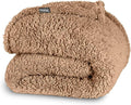 Bare Home Faux Shearling Blanket - Blanket for Bed, Sofa, Couch, Camping, Travel, and Gifts - Warm & Lightweight Throw - Fluffy & Soft (Twin/Twin XL, Solid Teddy Bear Brown)
