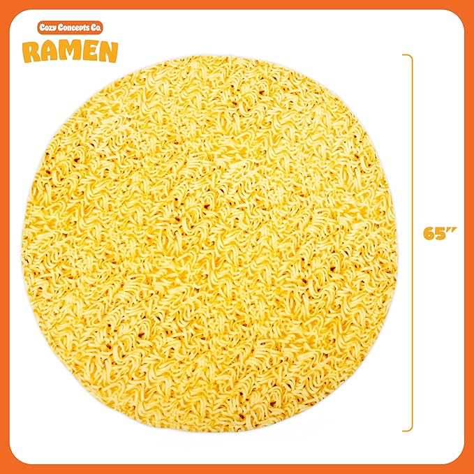 Cozy Concepts Co. Ramen by Relatable, Viral Trend Inspired, Looks Like a Giant Bowl of Ramen Noodles to Wrap Yourself Up In, Easter Gift for Kids & Teens, Easter Basket Filler, Large 65” Throw Blanket