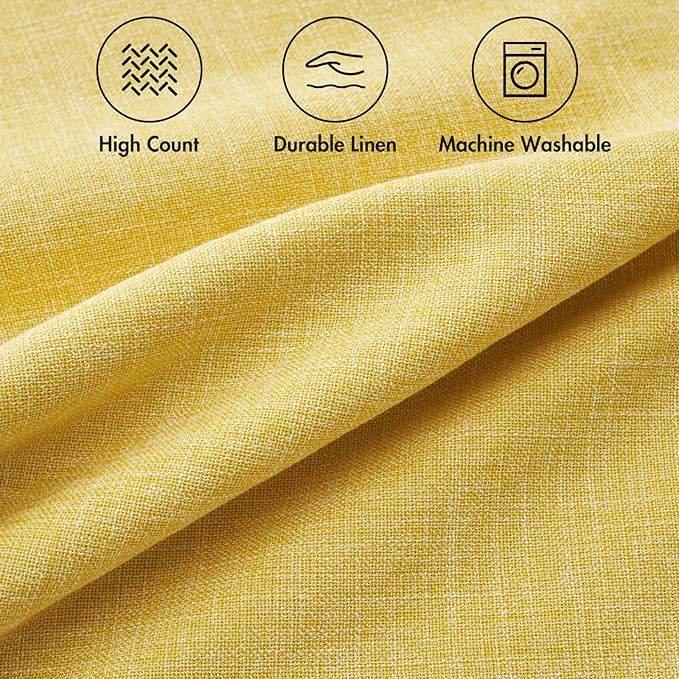 MIULEE Pack of 2 Decorative Linen Burlap Textured Pillow Covers Farmhouse Boho Accent Pillowcases Spring Home Decor for Couch Sofa Bedroom Living Room 18x18 Inch Yellow