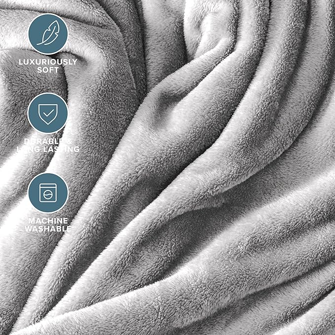 Bare Home Fleece Blanket - Twin/Twin Extra Long - Ultra-Soft Lightweight for Bed, Sofa, and Couch - Luxury Microplush - Cozy Warm Blanket (Twin/Twin XL, Light Grey)