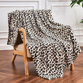 Leopard Print Blanket Fleece Throw for Bed Sofa Travel and Camping, Super Soft Cozy Fluffy Plush Cheetah Print Blanket for All Seasons 60"x80" (Cream)