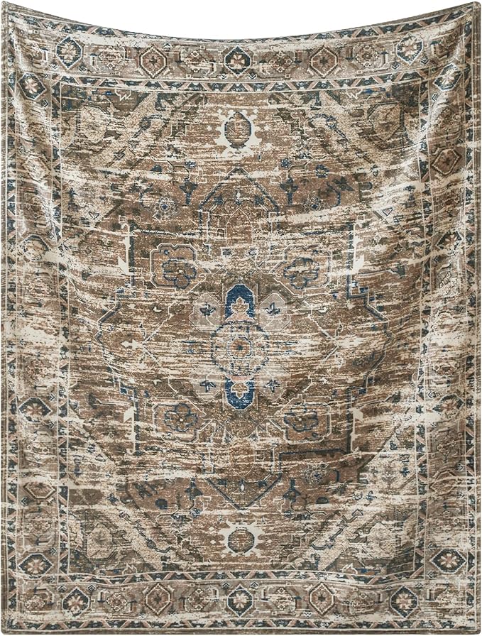 Dreamy Print Blanket Fleece Throw for Bed Sofa Travel and Camping, Super Soft Cozy Fluffy Plush Dreamy Print Blanket for All Seasons 50"x60" (Brown)