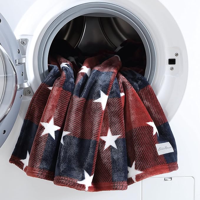 Eddie Bauer - Throw Blanket, Ultra-Soft Reversible Plush Fleece Blanket, Cozy Lightweight Bedding for Couch & Bed (Americana Plaid Red, 50' x 70')