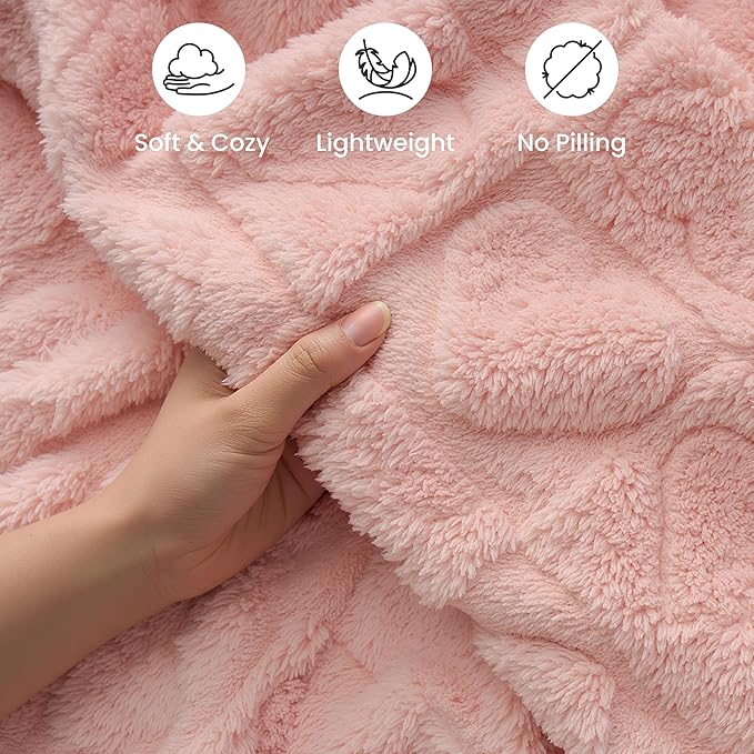 Joiedomi Throw Blanket for Couch, Soft Pink Fleece Blankets Gifts for Women Mom Girls, 280GSM Cozy Cute Soft Throw Home Room Decor Aesthetic Gifts 50x60 Inches
