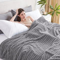 Soft Cozy Fuzzy Fleece Throw Blanket, Waffle Light Grey, 50x60 Inches – Lightweight, Fluffy, and Warm 3D Jacquard All-Season Blanket for Couch, Bed, Sofa, Home Decor, Camping, and Travel