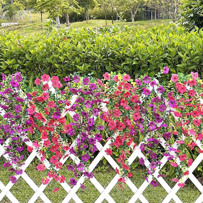 Artificial Flowers for Outdoors Spring Decor, 6 Bundles UV Resistant Realistic Fuax Silk Hanging Flowers, Fake Plants for Planter Indoor Outside Garden Porch Patio Balcony Yard Farmhouse