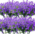 Artificial Flowers, 20 Bundles Outdoor Fake Flowers for Decoration UV Resistant Faux Plastic Plants Garden Porch Window Box Décor (Blue)