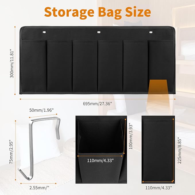 RV Shoe Pockets 6 Large Pockets Heavy Hanging Bedside Storage Organizer with Sturdy Hooks for Shoes, Toys and Tools