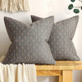 MIULEE Pack of 2 Decorative Burlap Linen Throw Pillow Covers Modern Farmhouse Vintage Pillowcase Rustic Woven Textured Cushion Cover for Sofa Couch Bed 18x18 Inch Dark Grey