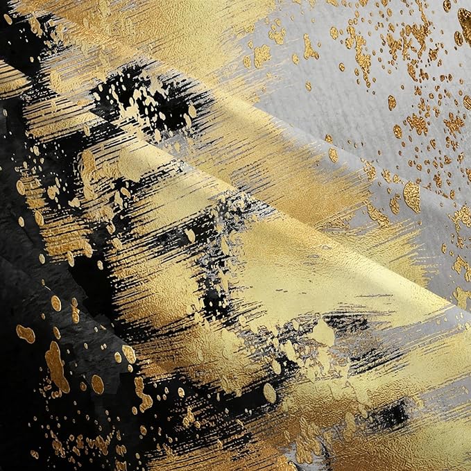 Black and Gold Abstract Throw Pillow Covers 18x18 Set of 2, Modern Luxury Gradient Art Decorative Gold Pillow Cases, Boho Cushion Covers for Sofa Living Room Couch Bedroom, Spring Easter Home Decor