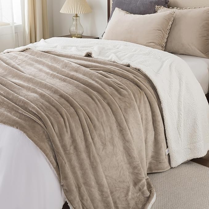 WDCOZY Sherpa Fleece Blankets Fuzzy Warm Throw Blanket Thick Super Soft Reversible Luxurious Fluffy Plush for Sofa Couch Bed Home Decor All Seasons Winter Blankets Tan Camel Beige 60"x80"