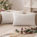 MIULEE Christmas Throw Pillow Covers Soft Corduroy Decorative Set of 2 Boho Striped Pillow Covers Pillowcases Farmhouse Home Decor for Couch Bed Sofa Living Room 12x20 Inch Pure White