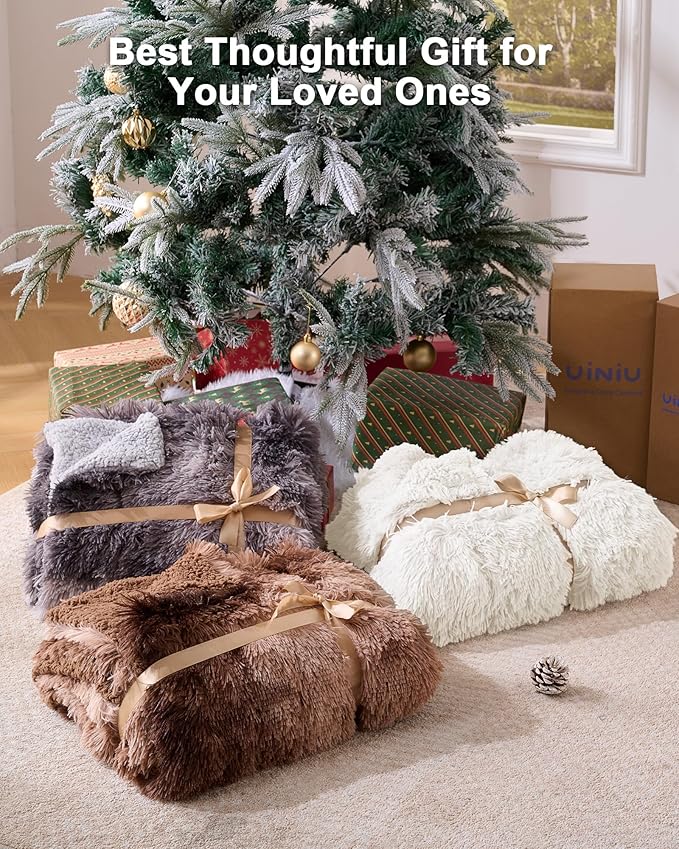 Super Soft Fluffy Fuzzy Faux Fur Sherpa Fleece Blanket Twin Size, Plush Thick Warm Blanket for Bed Couch, College Dorm Essentials Gifts for Girls Boys, Room Decor for Winter, 60" x 80"