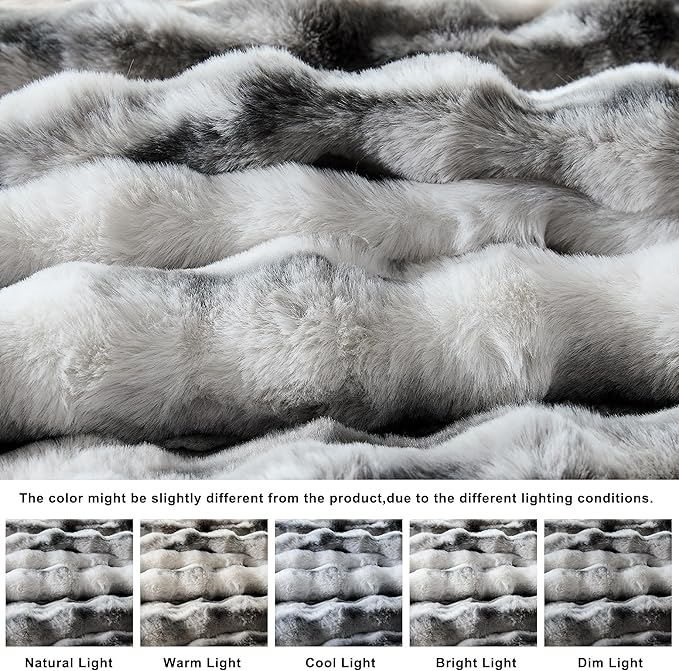 WDCOZY Marble Pattern Bubble Throw Blanket, Luxury Faux Rabbit Fur Mink Plush Throw for Couch, Sofa and Bed, Soft Fluffy Fuzzy Cozy Blanket for Women, Thick and Warm, 50x60 inches, 950 GSM