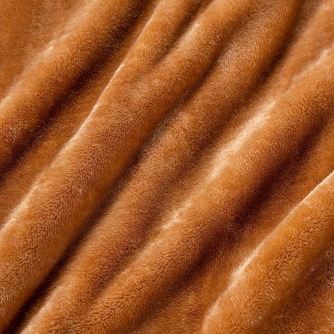 Berkshire Blanket Classic VelvetLoft® Solid Bed Blanket, King Size Bed Blanket, Lightweight Soft Fuzzy Plush Blanket for Bed and Couch, Butterscotch Orange, 90x108 Inches