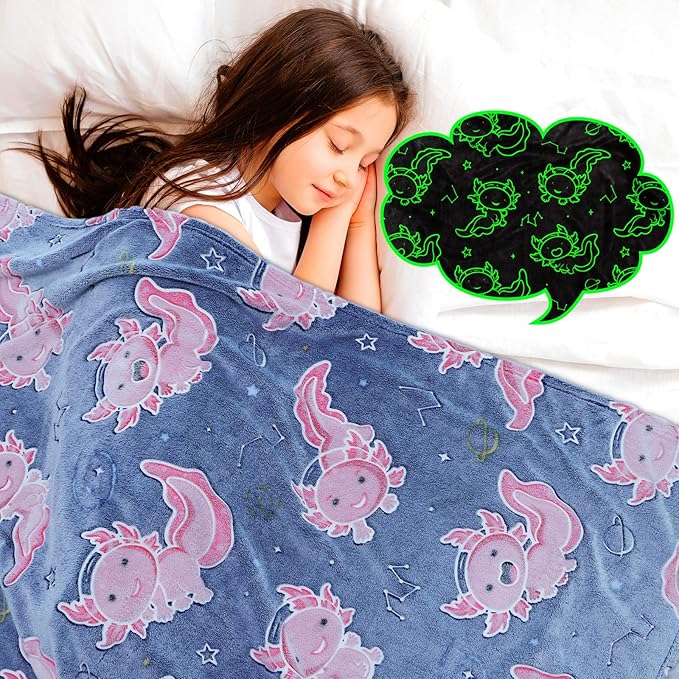 Soft Throw Blanket for Kids Toddlers, Cozy Small Fleece Axolotl Blanket for Bed, Travel, Birthday Gifts for Girls Ages 2-10, Cute Axolotl Toys for Toddlers Girls Boys, Bedroom Decor 40x50 Inches