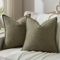 FUTEI Olive Green Decorative Throw Pillow Covers 16x16 Inch Set of 2,Soft Houndstooth Gingham Textured Cushion Case,Modern Home Decor for Couch Bed Living Room