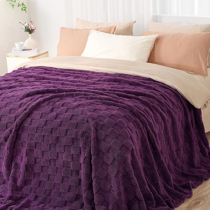 Zyrah Super Soft Throws for Couch Fleece Throw Blanket Lightweight Decorative Fuzzy Cozy Blankets for Sofa Chair Bed (B-Deep Purple, Twin(60"x80"))